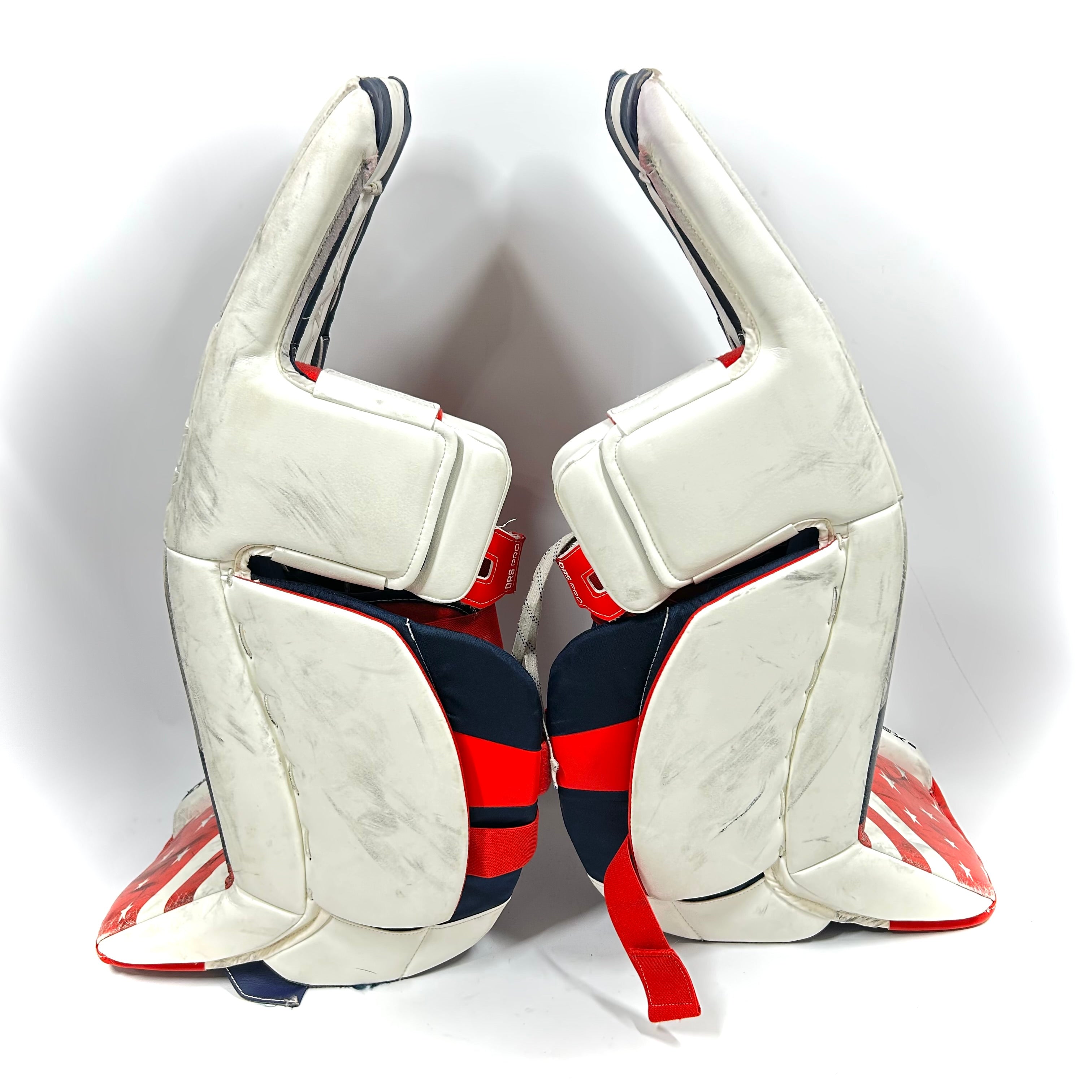 CCM Extreme Flex 6 - Ensemble complet de gardien de but senior AHL Pro Stock d'occasion (blanc/rouge/bleu)